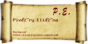 Piváry Eliána névjegykártya